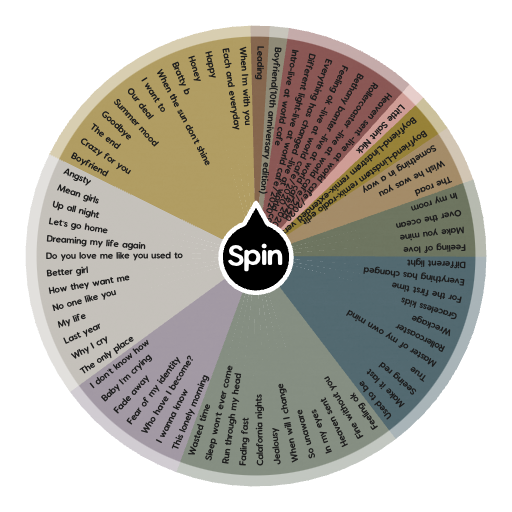 Best Coast songs | Spin the Wheel - Random Picker