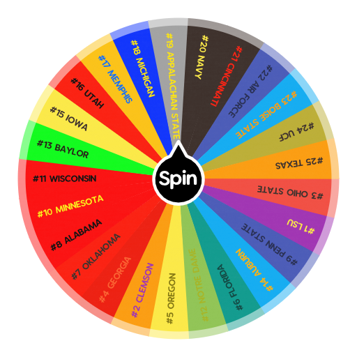 CFP TOP 25 TEAMS Spin The Wheel App