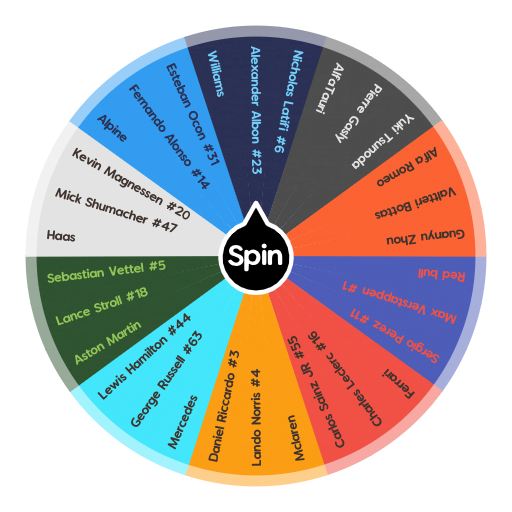 F1 2022 drivers and teams Spin The Wheel App