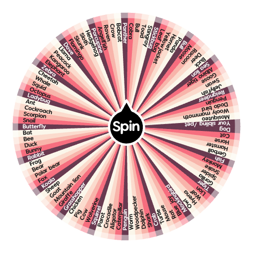 For charades what animal are you? Spin the Wheel Random Picker