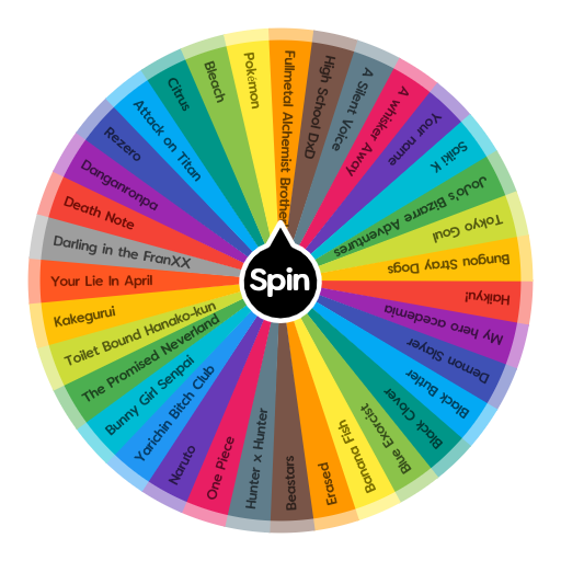 What Anime Should I Watch ?  Spin the Wheel - Random Picker